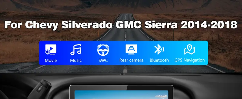 Product Introduction of Car Stereo for Chevy Silverado GMC Sierra 2014-2018 touch screen has Android Auto Wireless Carplay. Bluetooth WIFI supports GPS Navigation 15