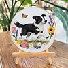 Border Butterfly Full 11CT DIY Stamped Cross Stitch Kits 24x24cm Embroidery Needlepoint Starter Kits with Hoop Cross Stitch Art and Crafts Kits for Beginners Adults Home Decor