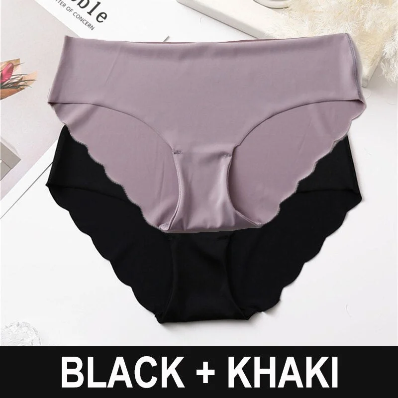 2PCS Fashion Seamless Panties Women Underwear Female Soft Intimates Women's Underpants Low-Rise Briefs 8 Colors Lingerie Panties