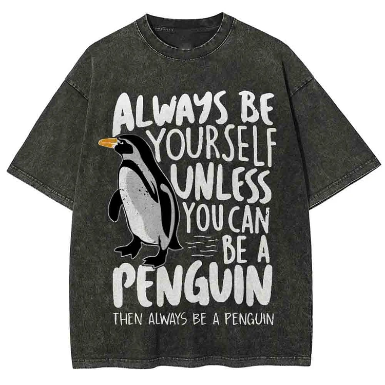 Be A Penguin Unisex Vintage Washed Tee