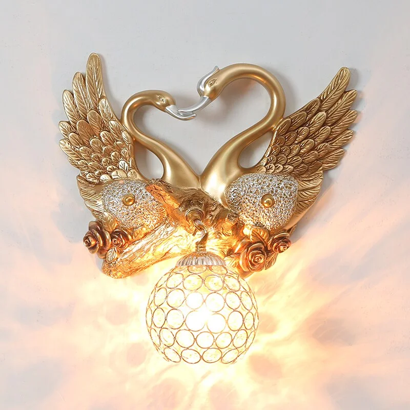 Europe Creative Swan Wall Lamp For Living Room Aislerestaurant Bedroom Bedside Wall Sconce Nordic Art indoor Lighting Luminaire