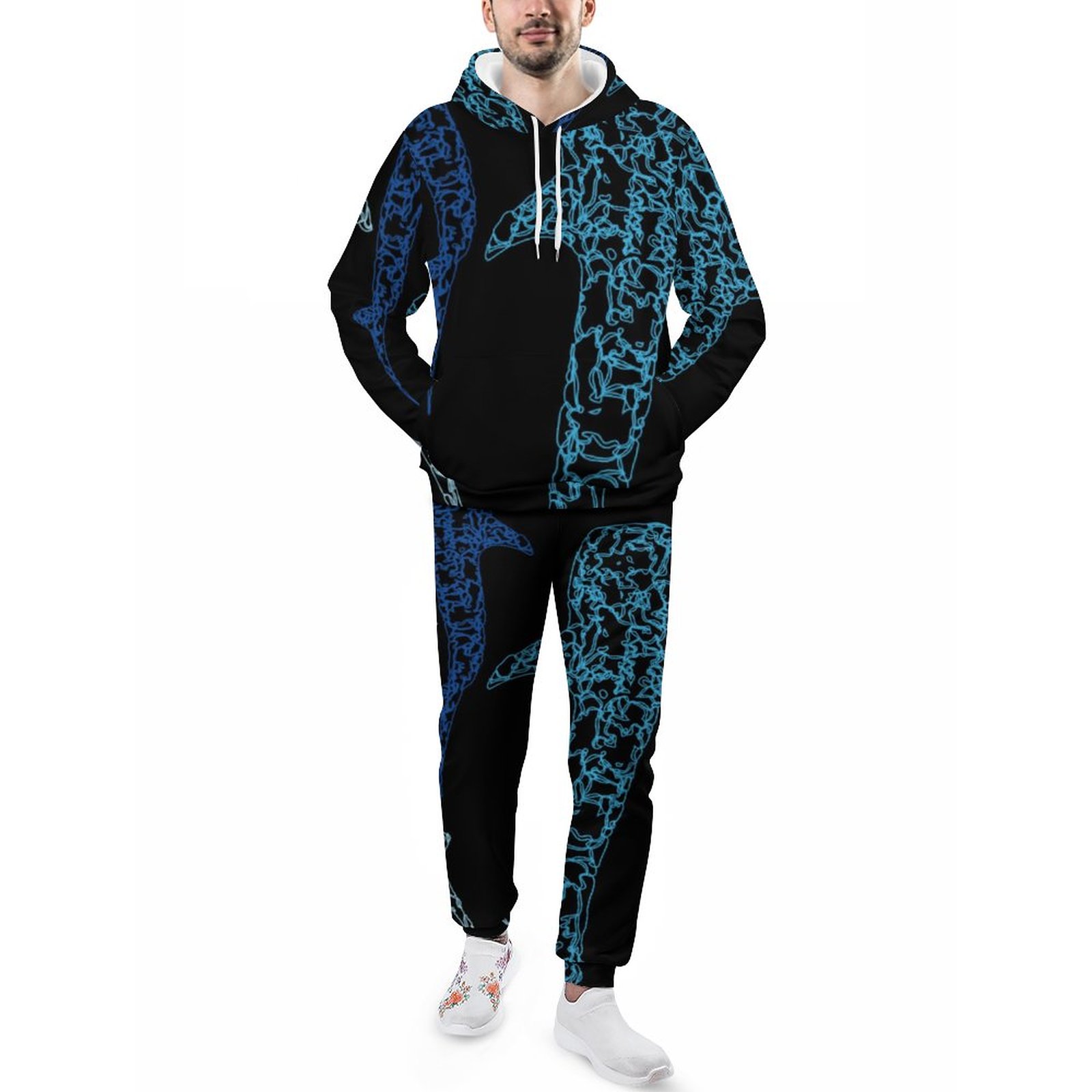 Whale Shark Men's Tracksuit 2 Piece Hoodie Sweatsuit Sets Guys Streetwear Jogging Athletic Suits S-5Xl