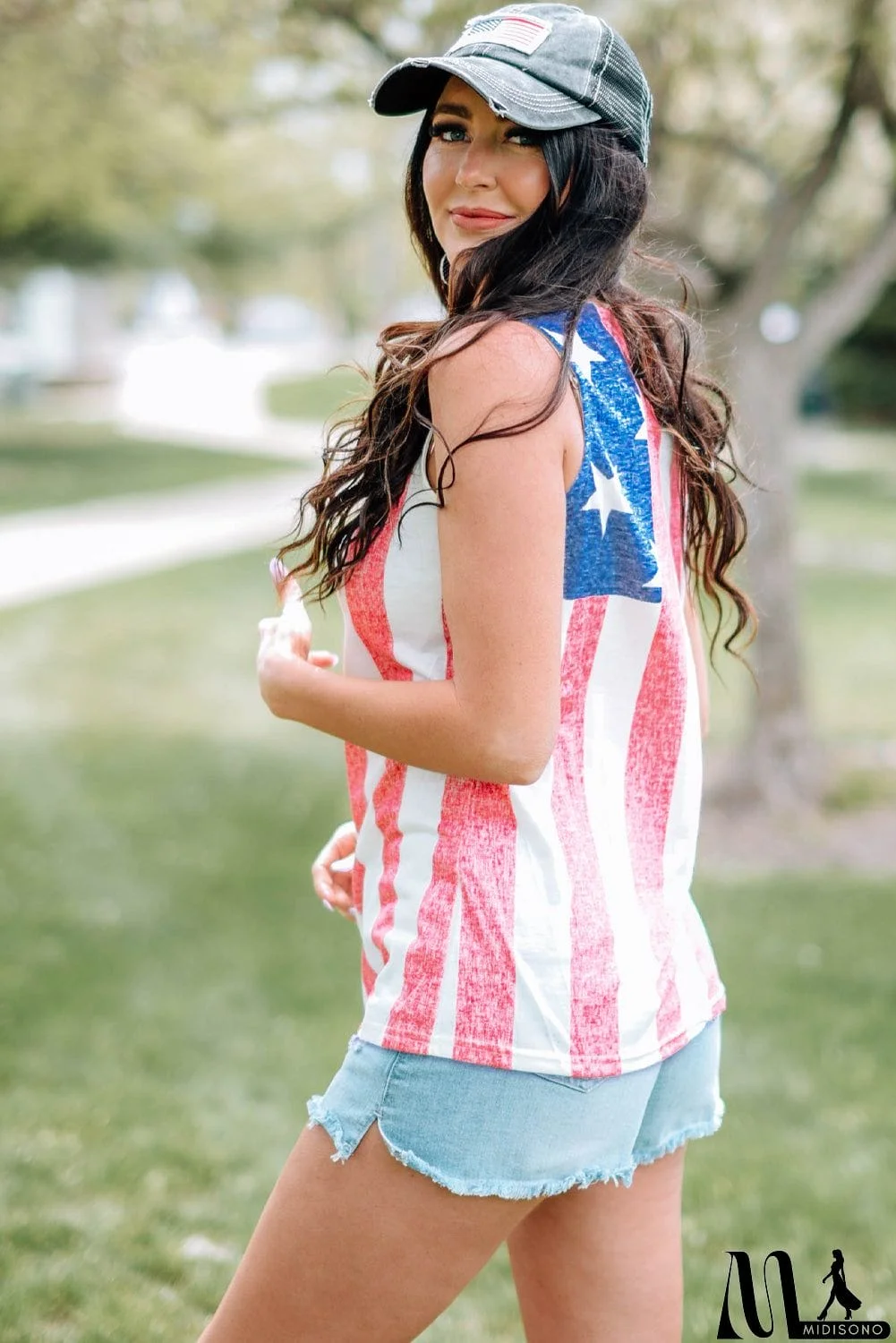 MidiSono - US Flag Round Neck Tank