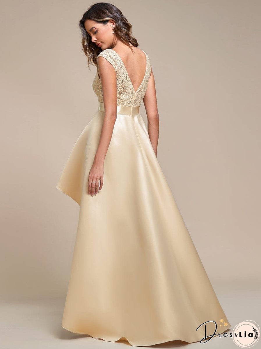 Elegant High-Low Lace Cocktail Dress