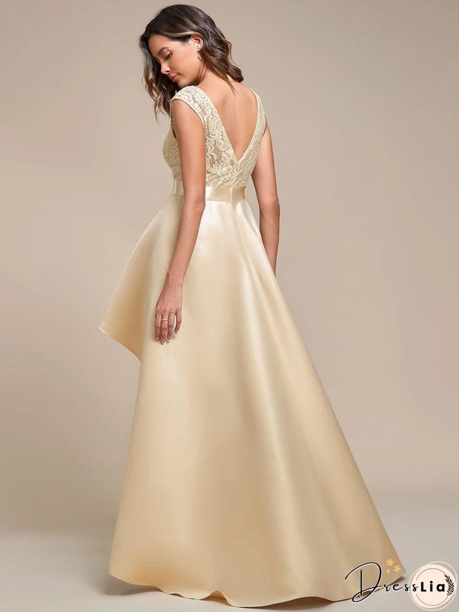 Elegant High-Low Lace Cocktail Dress