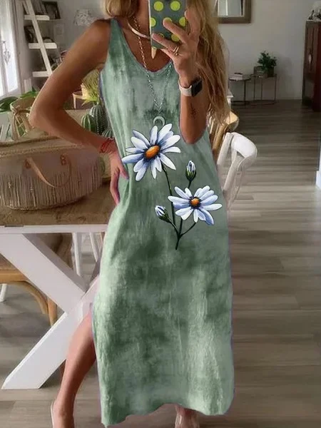 Floral Sleeveless Long Dress