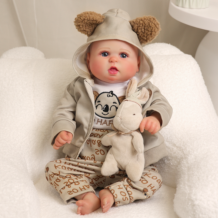 Babeside Bailyn 20'' Realistic Reborn Baby Doll Awake Boy Brown Koala Suit