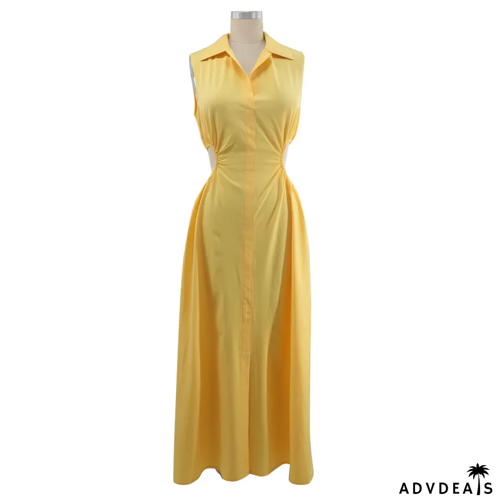 Women Casual Cutout Sleeveless Slit Dress