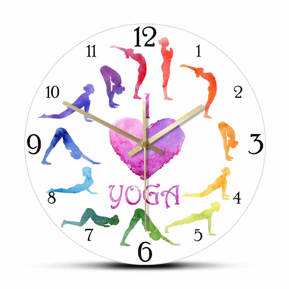 

I Love Yoga Watercolor Yogi - Frameless Acrylic Wall Clock, 501 Original
