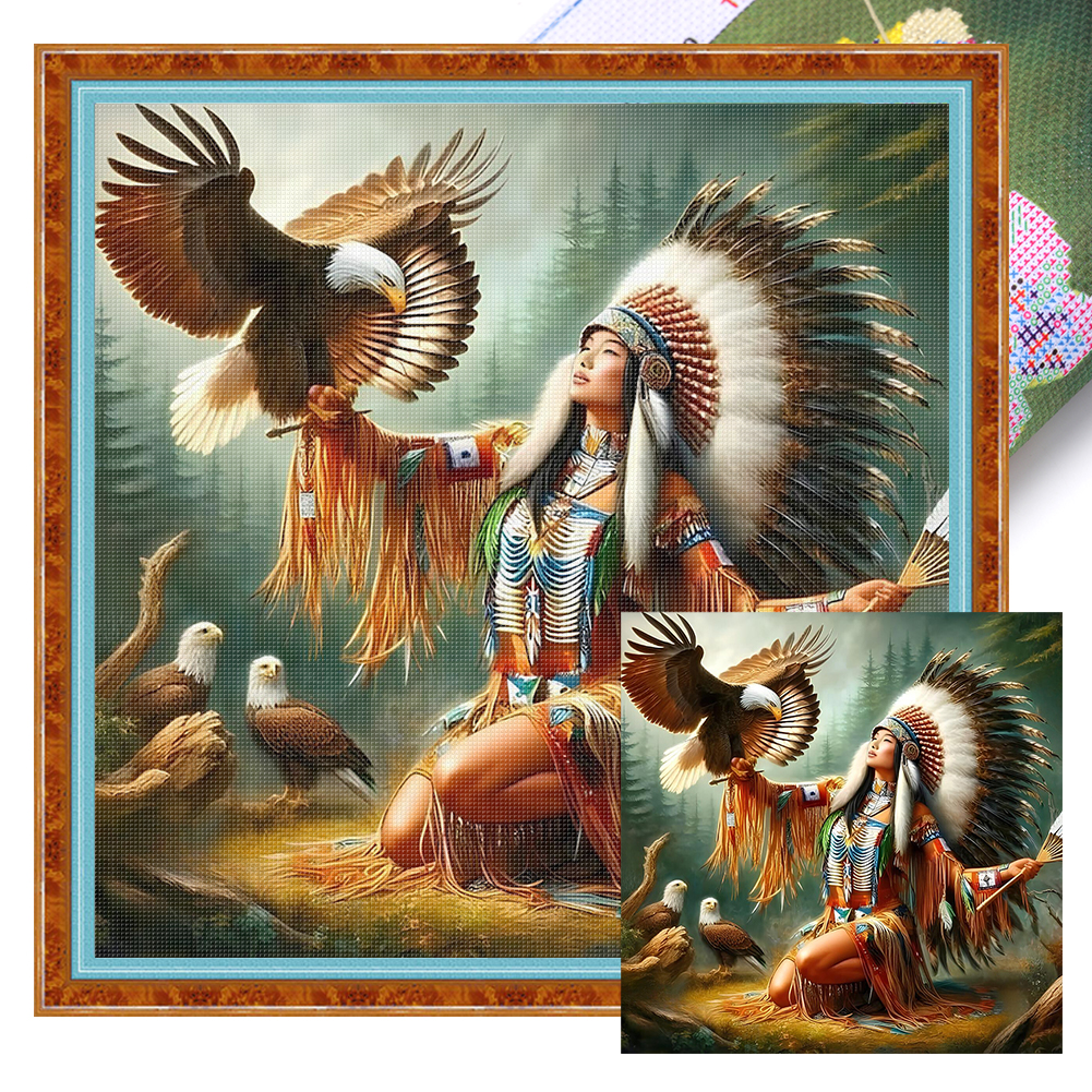 Indian Full 11CT Pre-stamped Canvas(45*45cm) Cross Stitch