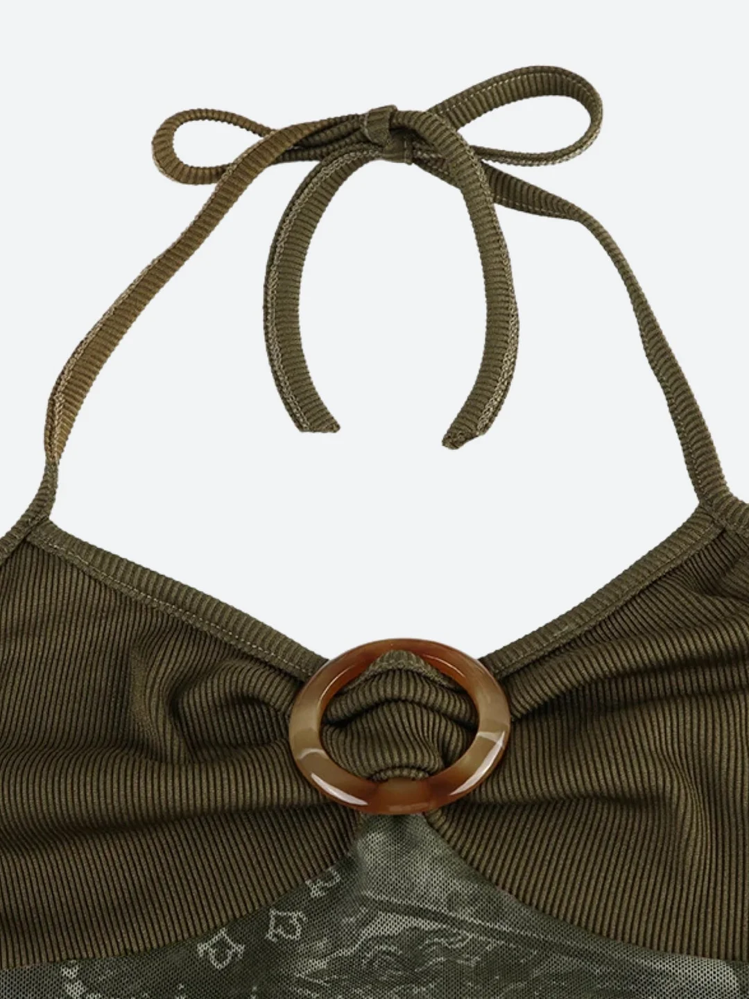 Brownm Grunge Floral Halter Neck Top