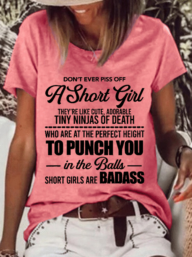 Women's Funny Word Don'T Ever Piss Off A Short Loose Crew Neck Casual T-Shirt