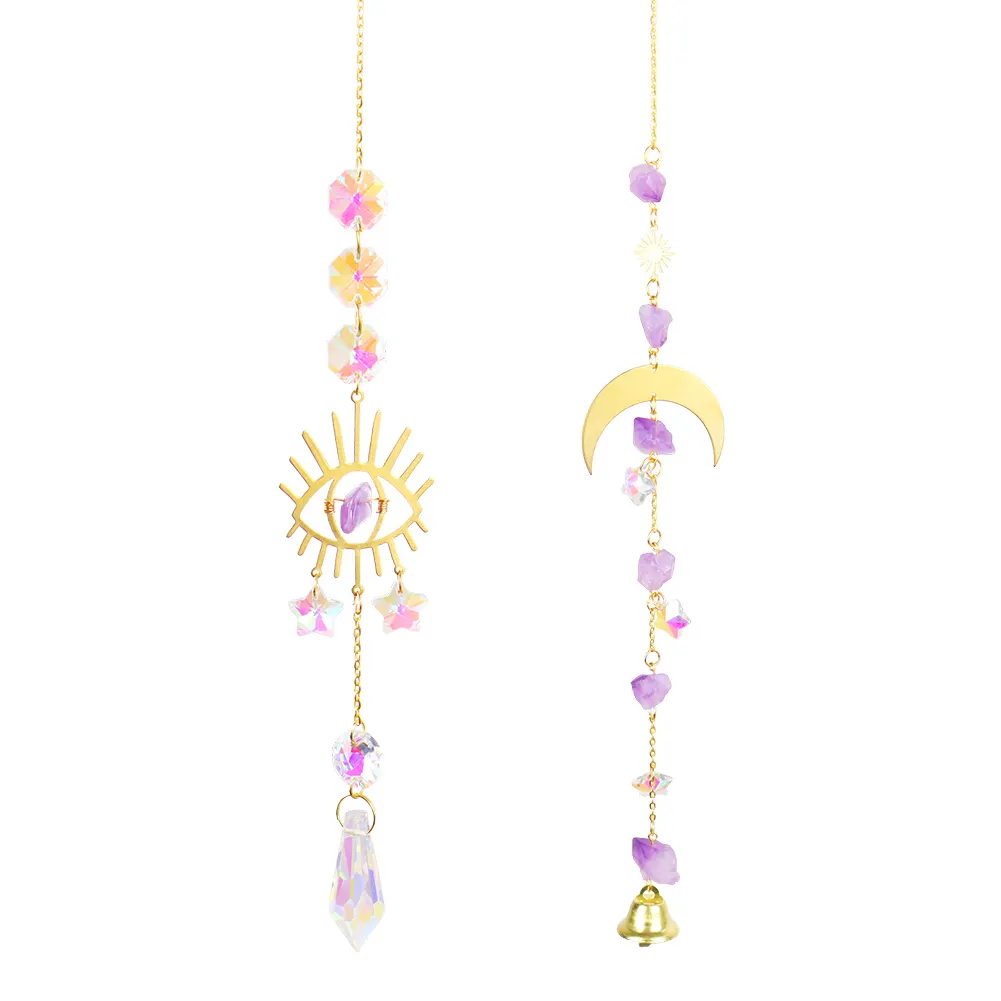 Hanging Crystal Star Eye Window Car Prism Moon Bell Pendants
