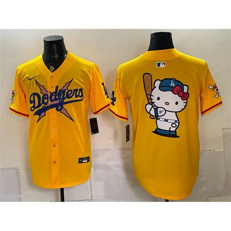 Youth Los Angeles Dodgers x One Piece Team Big Logo Yellow Vapor Premier Limited Baseball Jersey