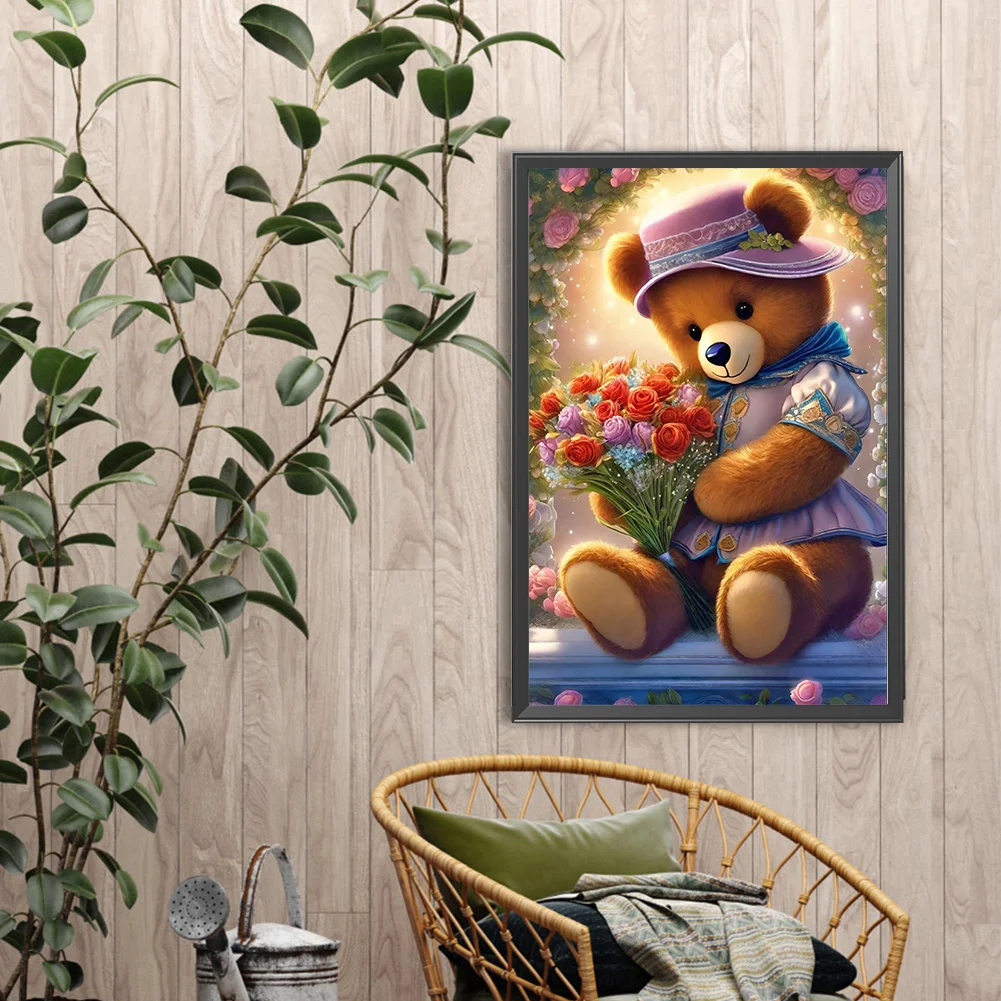 Diamond Painting - Full Round Drill - Flower Bear(Canvas|40*60cm)