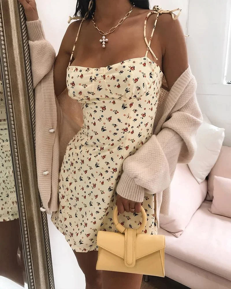 Floral Square Neck Mini Dress