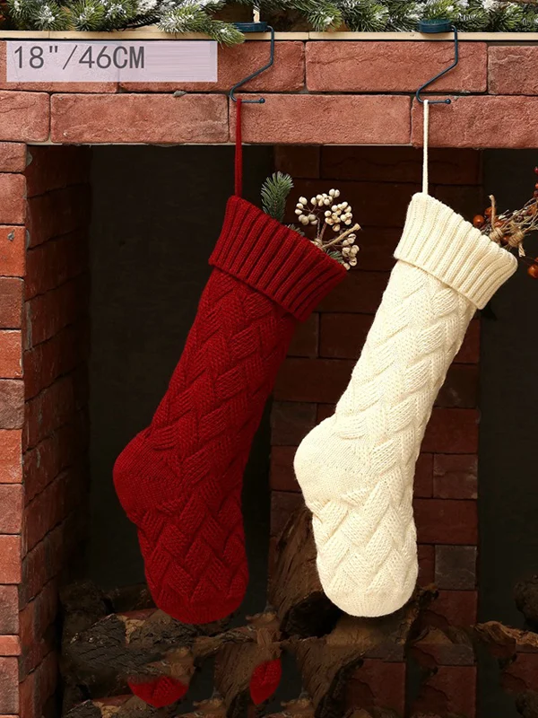 Jacquard Pure Color Christmas Socks Decoration Accessories