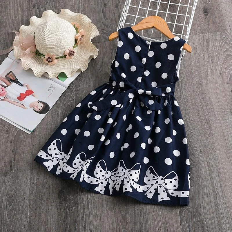 Casual Polkadot Dresses for Girls Bow Birthday Party Dress Kids Clothing Sundress Baby Girl Clothes 4 5 6 7 8 9 10 11 12 Years