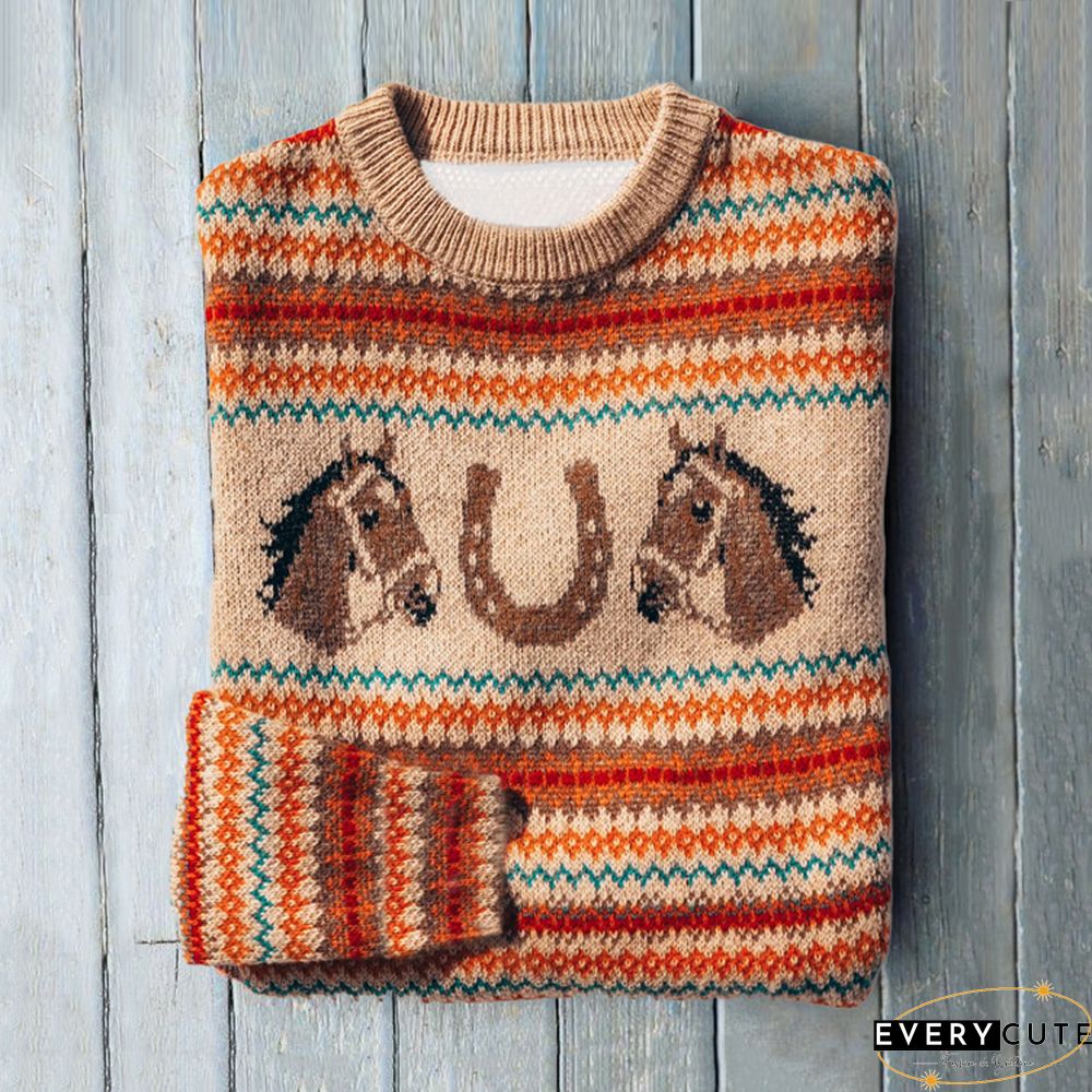 Parnell Horse Sweater- Heather Gray