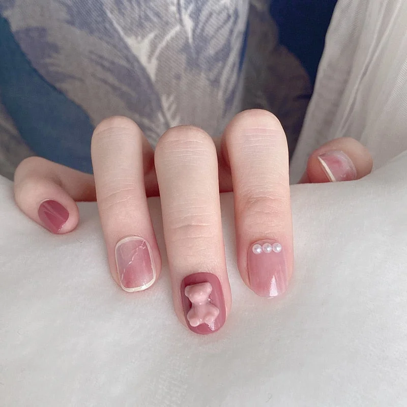 24pcs press on nails Butterfly Decoration Wear Long Paragraph Fashion Manicure Patch False Nails Save Time Wearable Jelly Nails-Nail Inspo