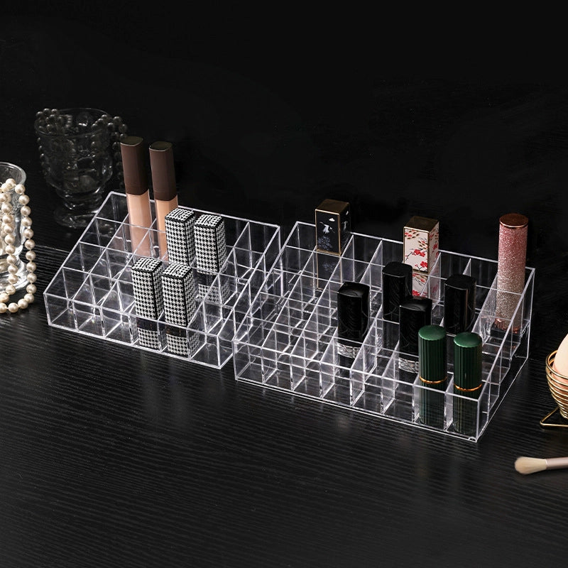 Lipstick Storage Box Plastic Desktop Cosmetics Nail Polish Finishing Box Transparent Acrylic Lip Glaze Lipstick Storage Rack