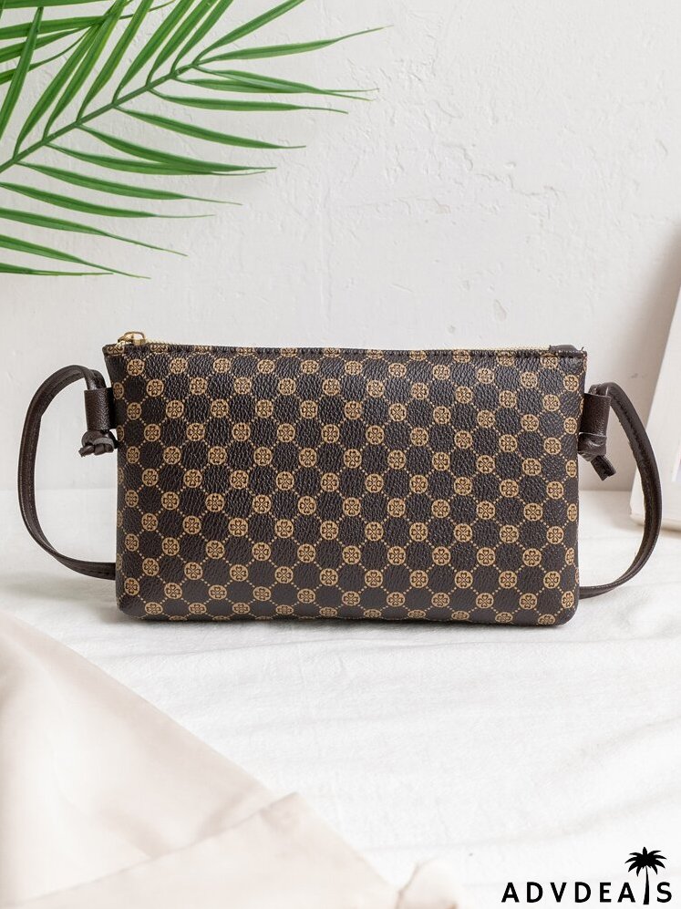 Geometric Print Patch Decor Square Bag