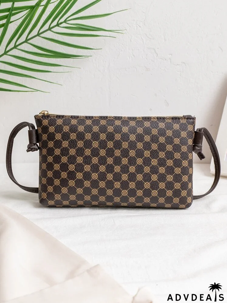 Geometric Print Patch Decor Square Bag