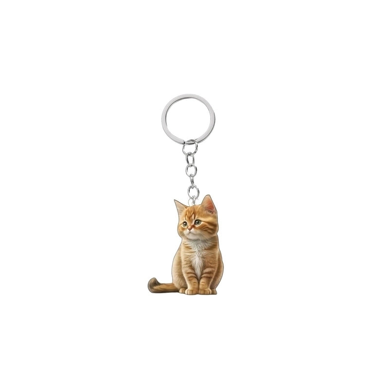 Cute Cat Arylic Unisex Bag Pendant Keychain
