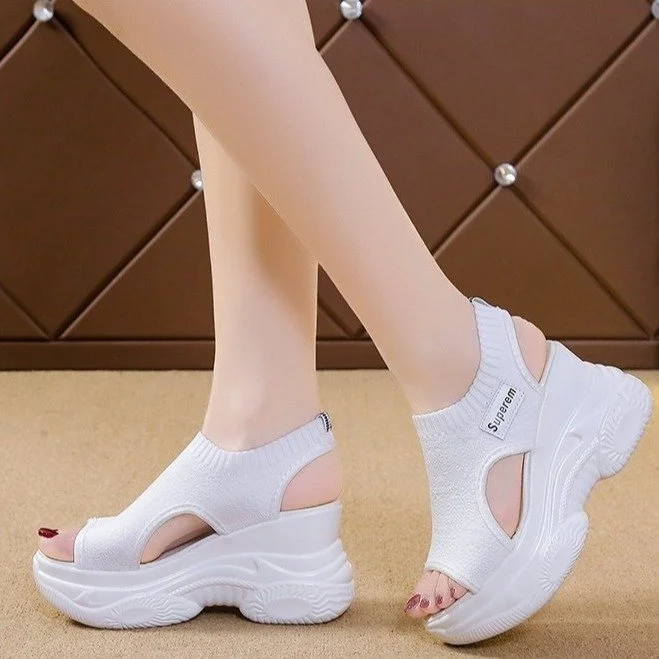 Wongn Wongn Women's Shoes Flying Cloth Breathable Open Toe Waterproof Platform Cool Cool High Heel Slippers Women's Shoes