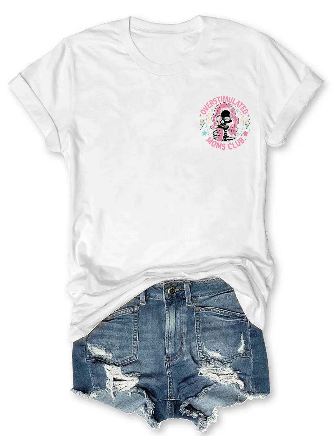 Skeleton Overstimulated Mom Club T-shirt