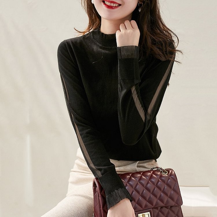 Elegant Long Sleeve Solid Shirts & Tops