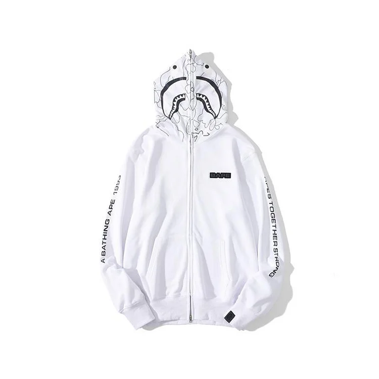 Shark Print Hoodie Shark Sweater Reflective Color Ape Head Coat Hooded Hoodie