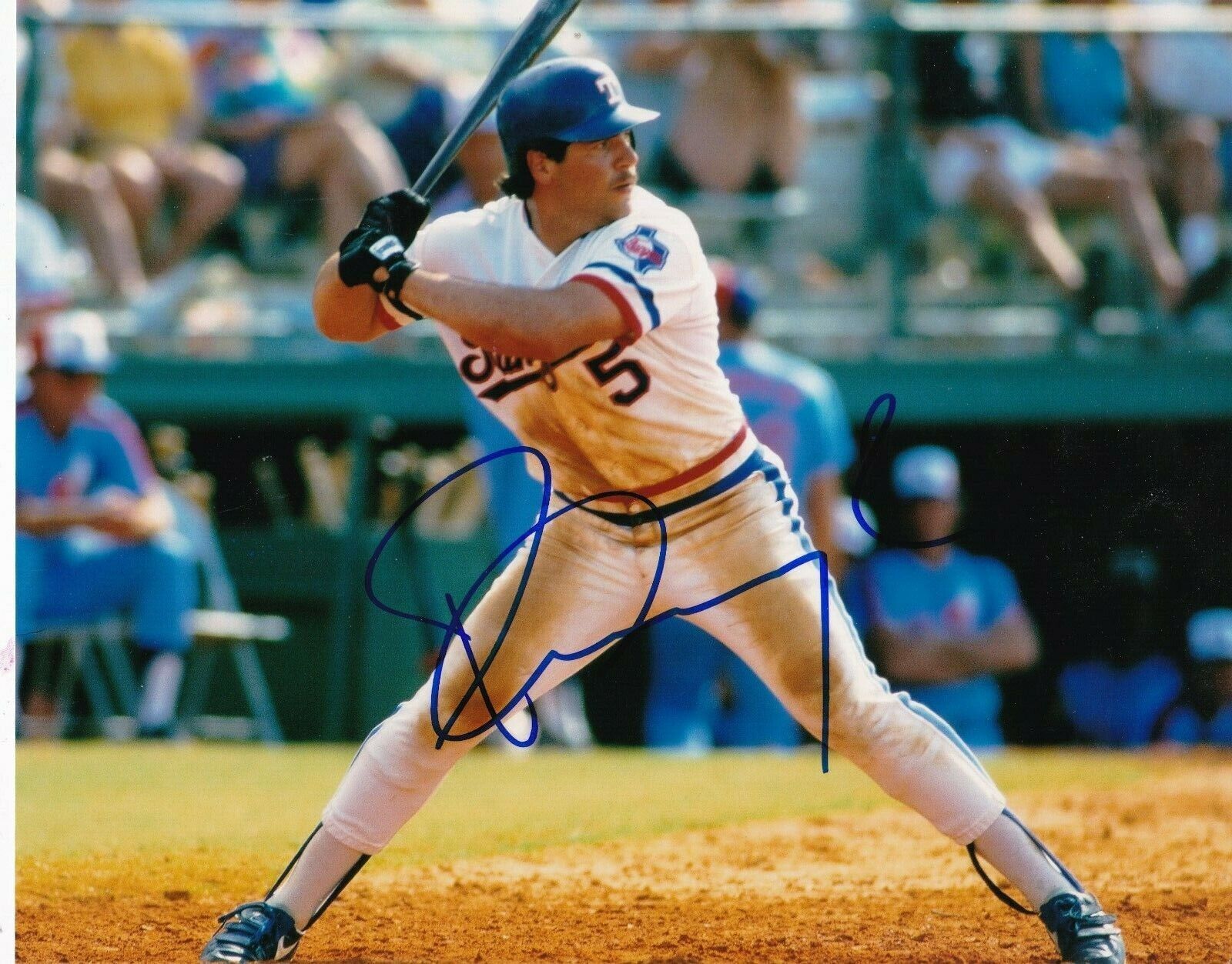 PETE INCAVIGLIA TEXAS RANGERS ACTION SIGNED 8x10