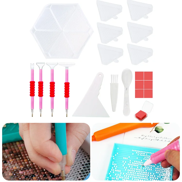 Diamond Painting Tool Accessory Tray Kit Art with Brush Spoon Pen Tips Glue Clay gbfke