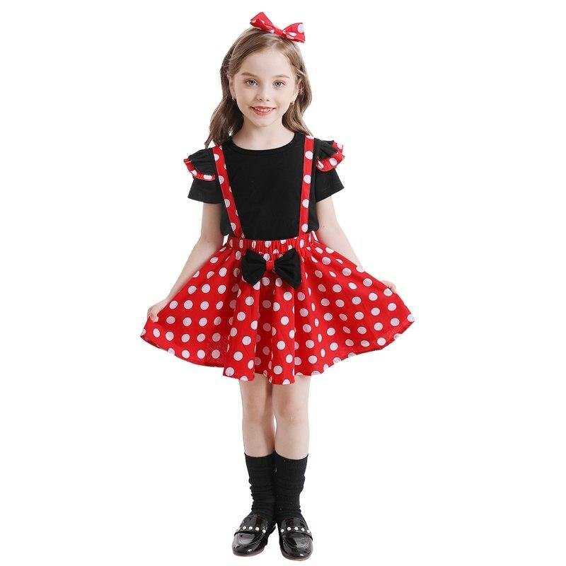 Girls Polka Dot Dress Baby Kids Red Christmas Mini Mouse Cosplay Princess Costume Children New Year Birthday Party Clothes Set