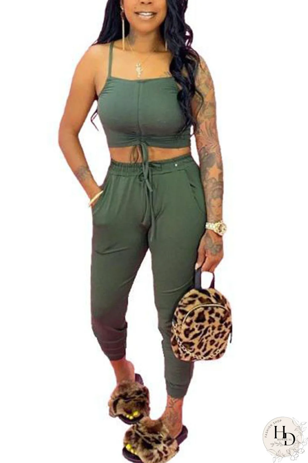 Yellow Cotton Fashion Casual Solid Two Piece Suits pencil Sleeveless Two Pieces