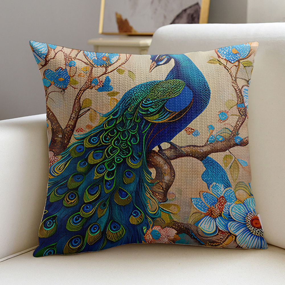 11CT Stamped Cross Stitch Pillow Case Peacock (45*45CM) gift Embroidery Stamped Counted Cross