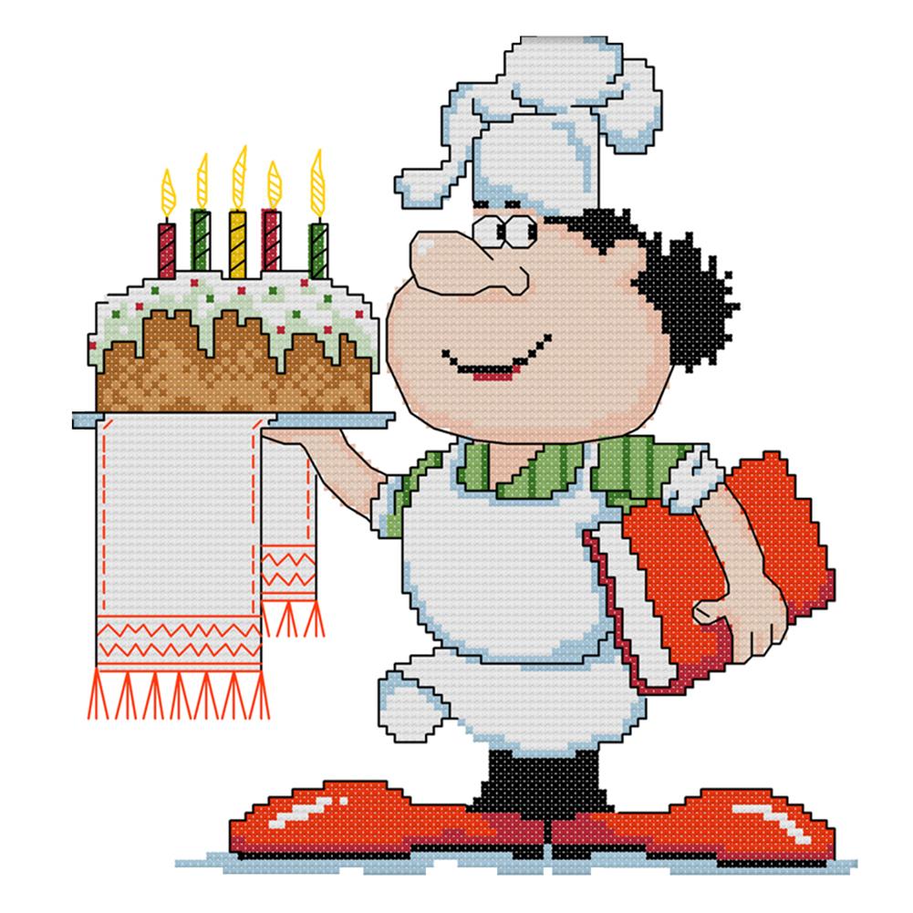 

Chef - 14CT Stamped Cross Stitch - 27*26cm, 501 Original