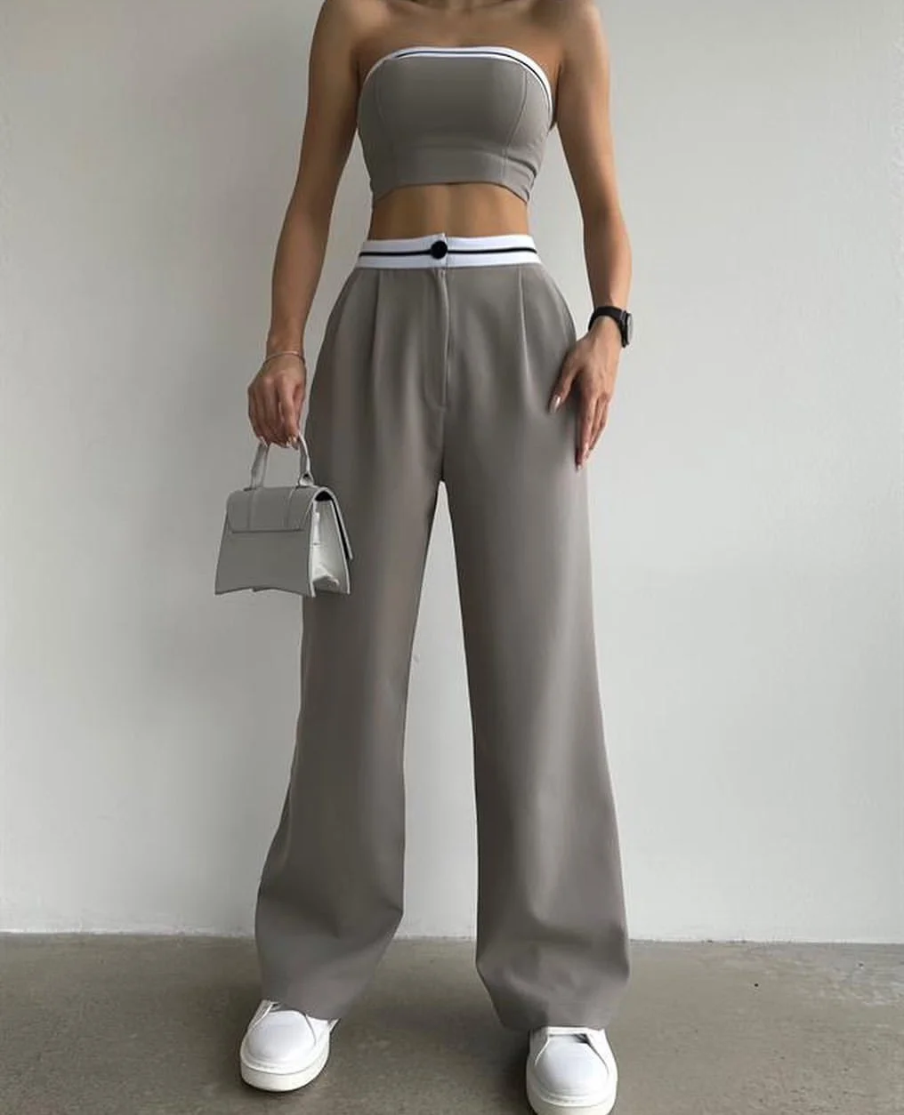 Nigikala Nigikala Women's New Hottie Wearing Sports Vest Braids High-Rise Broad-Legged Trousers Casual Suit