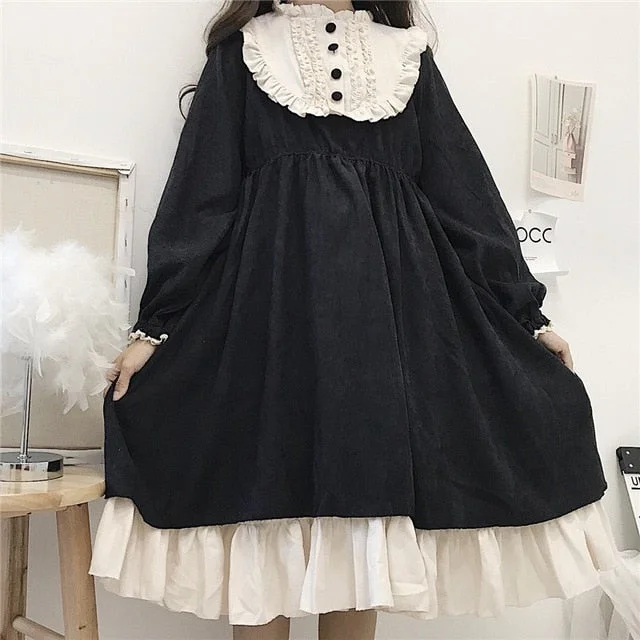 Black Long Sleeve  Dark Lolita Dress Novameme