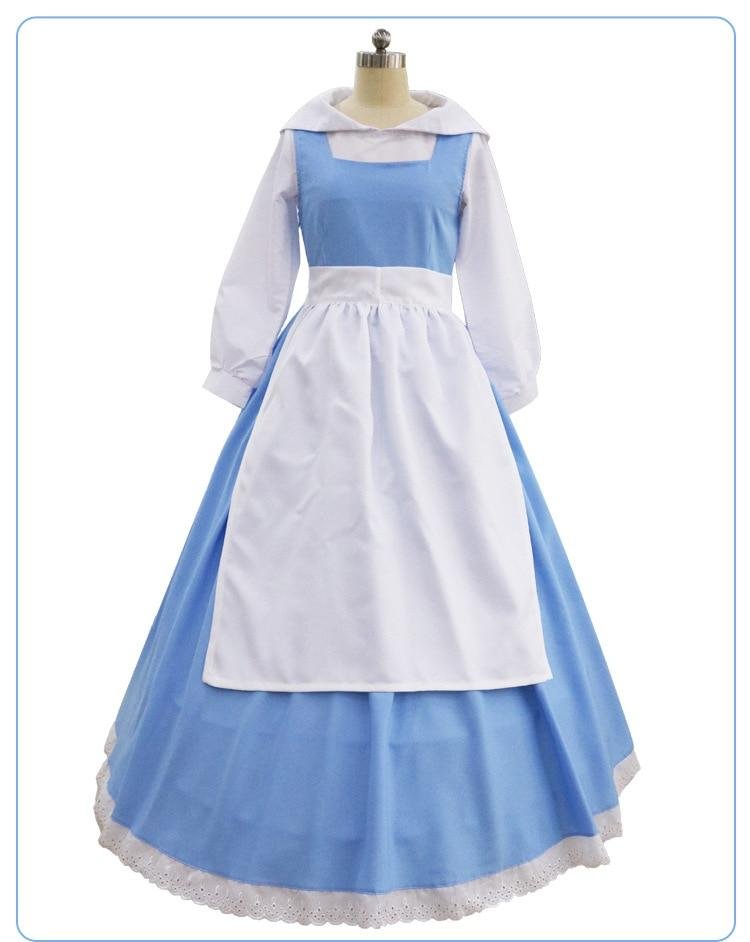 High Quality Movie Beauty and The Beast Princess Belle Blue Maid Dress Halloween Cosplay Costume Maid Cosplay Dress for Women Belle Beauty and The Beast Costume Belle Beauty and The Beast Dress belle from beauty and the beast