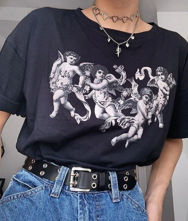 90s GRUNGE CUPID PRINTED SHORT SLEEVE TEE