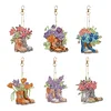 6pcs DIY Flower Boots Diamond Painting Double Sided Keychains