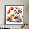 Poppy Bird Teacup-14CT Counted Cross Stitch 40*40cm/15.75*15.75in