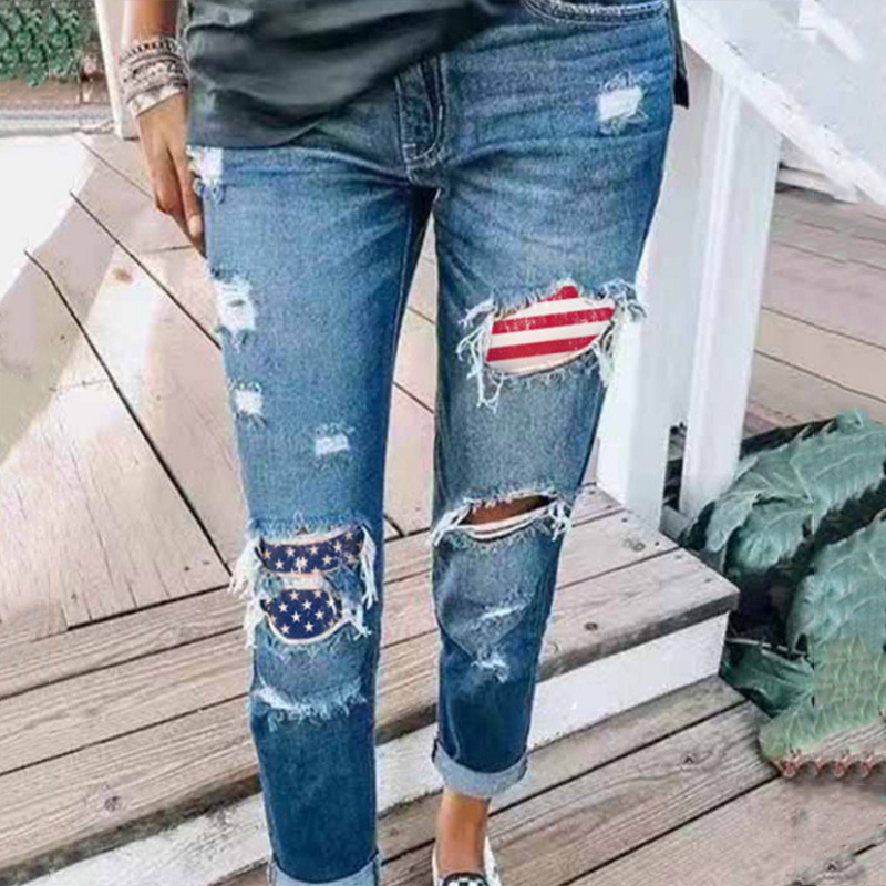 Casual Paneled Ripped Jeans wearshes