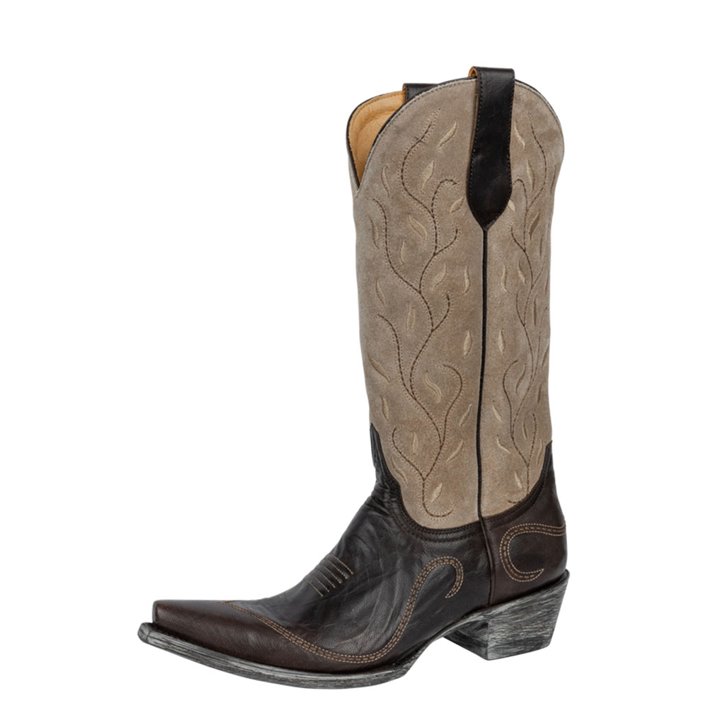 Chocolate Brown Embroidered Mid-Calf Snip Toe Western Boots for Women Nicepairs