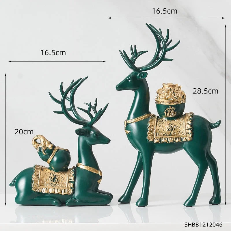 Animal Figurines Home Decoration Accessories For Living Room Deer Statues Office Desk Decor Resin Sculpture Abstract Decor Gifts