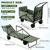 [US Local Warehouse] 2-in-1 Wagons Carts Foldable 440lbs Capacity Folding Chair Cart with All-Terrain Wheels Beach Wagon for  Sports Garden Camping (Green)