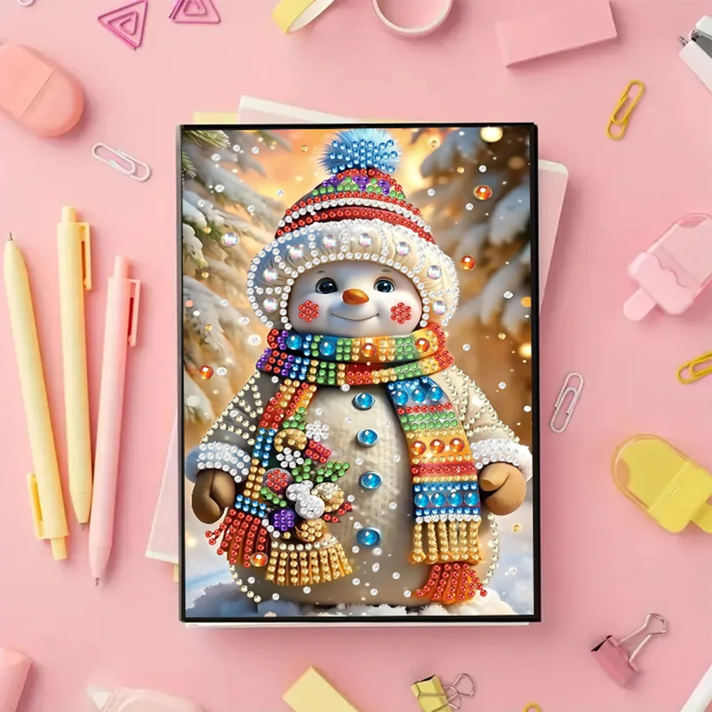 2pcs 50-Page A5 Snowman Diamond Painting Notebook for Adults Holiday Gift