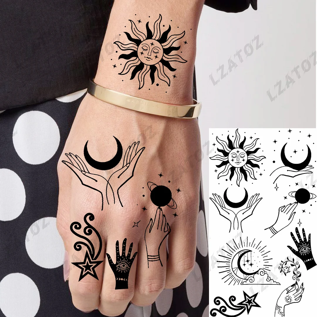 Sdrawing Eye Flower Temporary Tattoos For Woman Adults Rose Butterfly Tiny Fake Tattoo Sticker 3D Finger Waterproof Tatoos